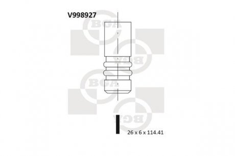 V998927 Клапан випускний (26x6x114,4) OPEL ASTRA H 1.6D/1. BGA підбір по vin на Brocar