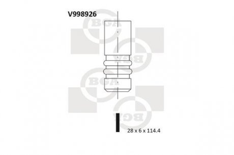 V998926 Впускной Клапан (28x6x114,4) OPEL ASTRA H, ASTRA H BGA підбір по vin на Brocar