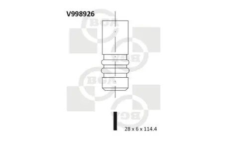 V998926 Впускний клапан (28x6x114,4) OPEL ASTRA H, ASTRA H BGA підбір по vin на Brocar