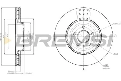 CD7997V Гальмівний диск перед. A4/A5/A4/A7/Q5 07- (345x30) BREMSI підбір по vin на Brocar
