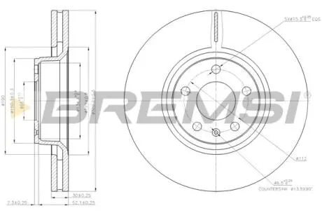 CD7277V Тормозной диск перед. Audi A6 04-/A8 03- (321x30) BREMSI подбор по vin на Brocar