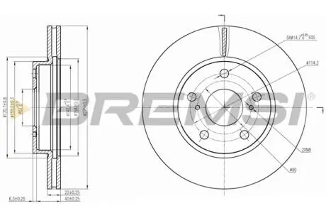 CD7789V Гальмівний диск перед. Auris/Corolla 07- (275x22) BREMSI підбір по vin на Brocar