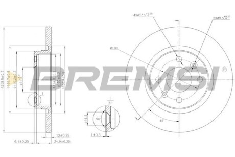 CD7502S Гальмівний диск перед. Logan/Sandero 04- (259x12) BREMSI підбір по vin на Brocar