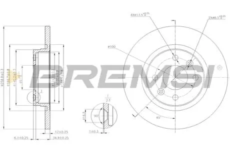 CD7502S Тормозной диск перед. Logan/Sandero 04- (259x12) BREMSI подбор по vin на Brocar