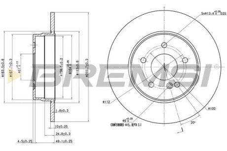 CD6963S Тормозной диск зад. Mercedes W210 95-02 (290x10) BREMSI подбор по vin на Brocar