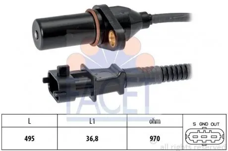 90563 Датчик коленвала i30/Tucson/Ceed 1.5/2.2CRDi 07- FACET подбор по vin на Brocar