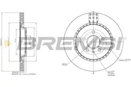 CD8383V Гальмівний диск зад. A4/A5/A4/A7/Q5 07- (330x22) BREMSI підбір по vin на Brocar