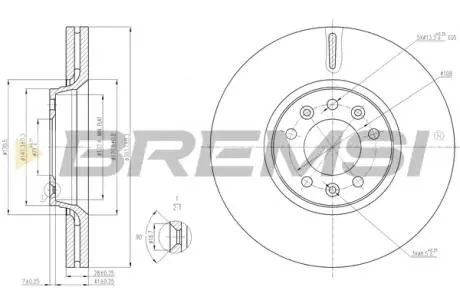 CD7615V Гальмівний диск перед. Scudo/Jumpy 07- (304x28) BREMSI підбір по vin на Brocar