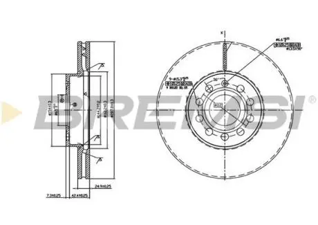 CD7218V Гальмівний диск перед. Caddy III 650kg (288x25) BREMSI підбір по vin на Brocar