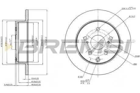 CD7846S Тормозной диск зад. RAV 4 III/IV 06- (281x12) BREMSI подбор по vin на Brocar