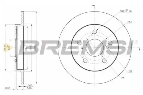 CD7788S Гальмівний диск зад. Auris/Corolla 06- (259x9) BREMSI підбір по vin на Brocar