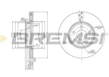 CD7663V Гальмівний диск перед. Audi A4/A5 07- (314x25) BREMSI підбір по vin на Brocar