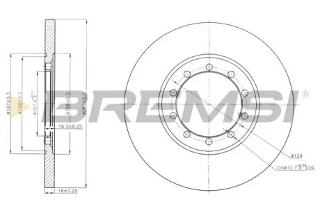 CD7537S Тормозной диск зад. Transit V347 06- (280x16) BREMSI подбор по vin на Brocar