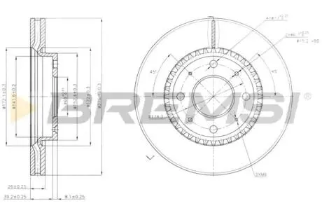 CD7528V Гальмівний диск перед. KIA Cerato 04- (275x26) BREMSI підбір по vin на Brocar