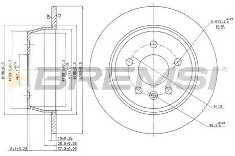 CD6861S Гальмівний диск зад. Vito (638) 96-03 (280x10) BREMSI підбір по vin на Brocar