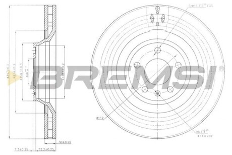 CD7238V Гальмівний диск перед. Audi A6 04-11 (347x30) BREMSI підбір по vin на Brocar