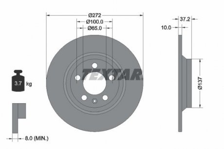 92315303 TARCZA HAM. VW T. POLO 1,0 TSI/2,0 GTI 17- TEXTAR підбір по vin на Brocar