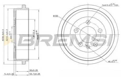 CR5594 Тормозной барабан Fabia I/II/III/Polo 99- BREMSI подбор по vin на Brocar