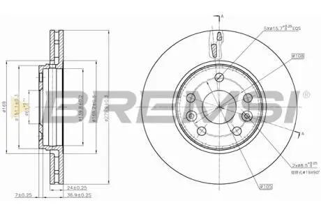 CD7733V Тормозной диск перед. Kangoo 08- (280x24) BREMSI подбор по vin на Brocar