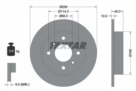 92056400 Гальмівний диск TEXTAR підбір по vin на Brocar