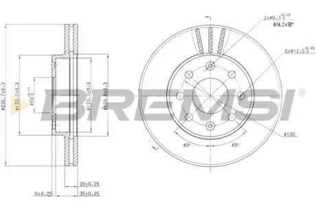 CD7279V Гальмівний диск перед. Aveo 03- (236x20) BREMSI підбір по vin на Brocar