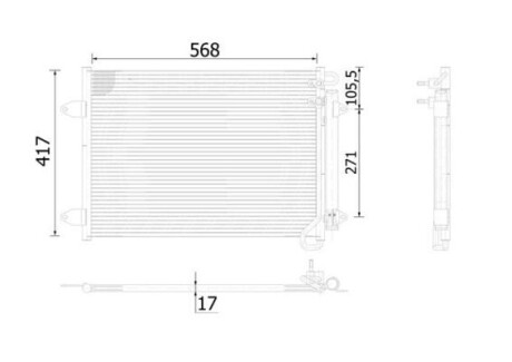 AC734000S Радіатор кондиціонера VW CC/Passat 1.4-3.6 07-16 (417x568x17) MAHLE / KNECHT підбір по vin на Brocar