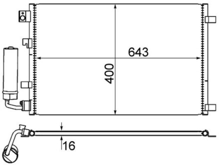 AC604001S Радіатор кондиціонера Nissan Qashqai 1.6/2.0 07-13 MAHLE / KNECHT підбір по vin на Brocar