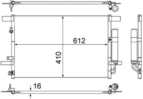 AC557000S Радиатор кондиционера Mitsubishi Lancer VIII 08-/Outlander II 06-12 MAHLE / KNECHT підбір по vin на Brocar