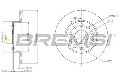 CD7276S Тормозной диск зад. Caddy III (260x12) BREMSI подбор по vin на Brocar