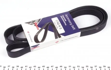 1745K6 Ремінь генератора Ford Connect 1.8TDCi 06-14/Citroen C5 2.0HDi 00- (6PK1745) HUTCHINSON підбір по vin на Brocar