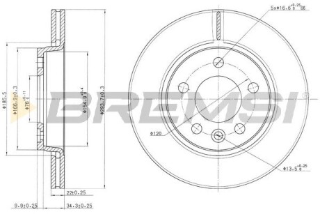 CD7286V Тормозной диск зад. T5 03- (294x22) BREMSI подбор по vin на Brocar