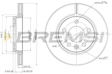 CD7286V Гальмівний диск зад. T5 03- (294x22) BREMSI підбір по vin на Brocar
