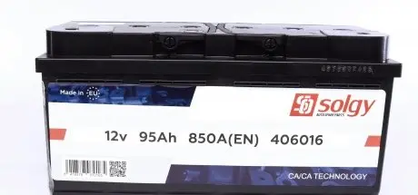 406016 Аккумуляторная батарея 95Ah/850A (353x175x190/+R) SOLGY подбор по vin на Brocar