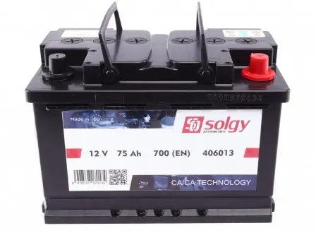 406013 Аккумуляторная батарея 75Ah/700A (278x175x190/+R) SOLGY подбор по vin на Brocar