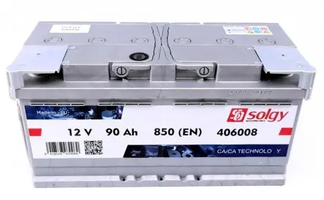 406008 Аккумуляторная батарея 90Ah/850A (353x175x175/+R) SOLGY подбор по vin на Brocar