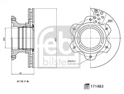 171483 Диск тормозной (задний) MB Sprinter 616CDI 01- (304х30) FEBI BILSTEIN подбор по vin на Brocar