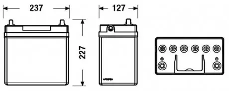 EB457 Акумуляторна батарея 45Ah/330A (235x127x226/+L/B00) Excell Азія EXIDE підбір по vin на Brocar