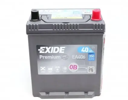 EA406 Акумуляторна батарея 40Ah/350A (187x127x220/+R/B01) Premium Азія EXIDE підбір по vin на Brocar