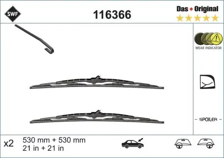 116366 Щетки стеклоочистителя SWF 116366 SWF подбор по vin на Brocar