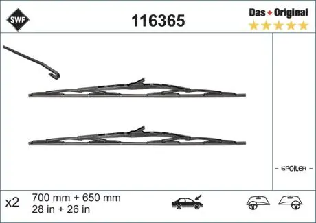 116365 Щетки стеклоочистителя SWF 116365 SWF подбор по vin на Brocar