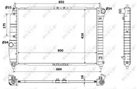 53902A Радіатор охолодження Chevrolet Aveo 1.4i 03- NRF підбір по vin на Brocar