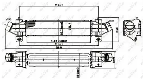 30840 Радіатор інтеркулера Ford Mondeo III 2.0-2.2 TDCI 00-07 NRF підбір по vin на Brocar