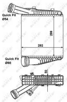 30198 Радіатор інтеркулера Audi Q7/VW Touareg 3.0/4.1 03- (R) NRF підбір по vin на Brocar