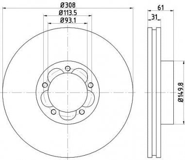 92274303 Диск тормозной (передний) Ford Transit 13- (RWD) (308х31) PRO TEXTAR підбір по vin на Brocar