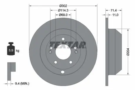 92223403 Диск тормозной (задний) Hyundai Santa Fe/Kia Sorento 10- (302x11) PRO TEXTAR подбор по vin на Brocar