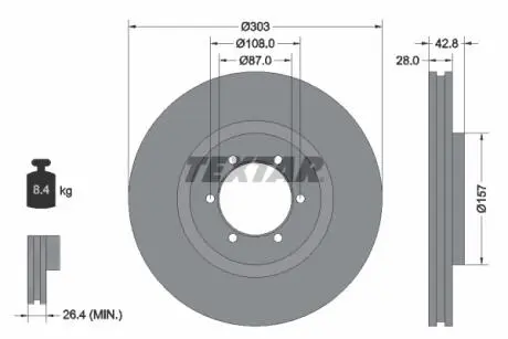 92180003 Тормозной диск TEXTAR подбор по vin на Brocar