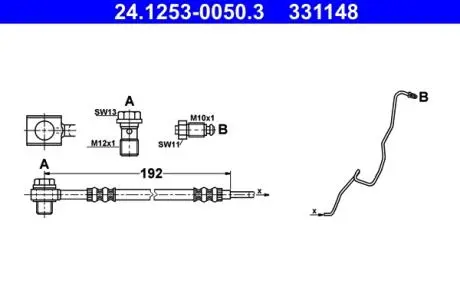 24125300503 Шланг тормозной задний левый ATE підбір по vin на Brocar