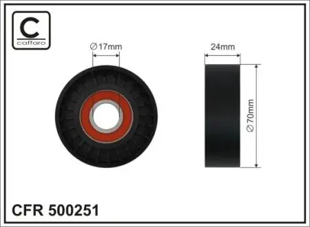500251 Натяжник ременя генератора VW Caddy/Crafter 2.0TDI 05-18(70x17x24) CAFFARO підбір по vin на Brocar