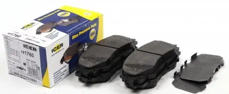 181760 Колодки гальмівні (передні) Toyota Corolla 01-18/Auris 07-12/Rav4 III 05-/Yaris/Prius+ 12- ICER підбір по vin на Brocar
