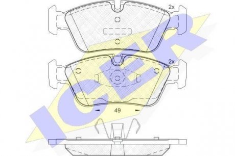 181698 Колодки тормозные (передние) BMW 1 (E81/E87) 03-13/3 (E46) 98-07/3 (E90-E93) 04-13 ICER подбор по vin на Brocar